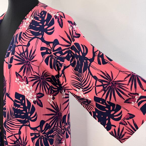 Modcloth x Collectif Sabina Pink Navy Maxi Kimono Feeling Tropicool Size Small S - Picture 3 of 6